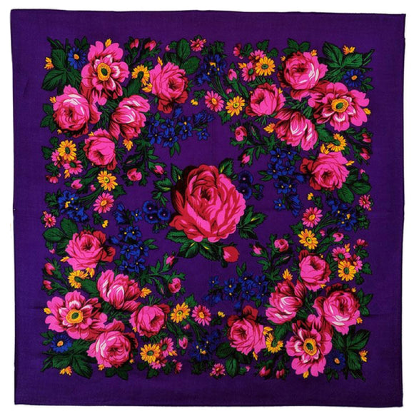 Purple - Floral Scarves XL