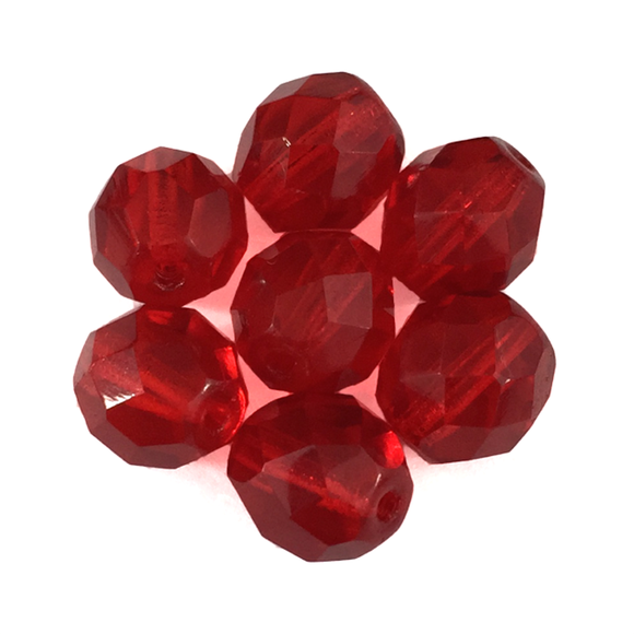 Dark Red - Glass Fire Polished Beads, 8mm