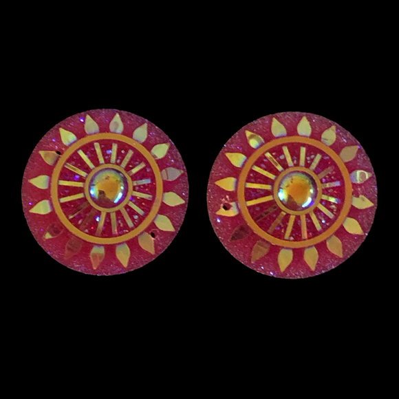 Fuchsia Geometric Round - Gems