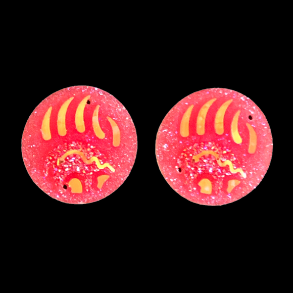 Hot Pink Bear In Paw Round - Gems