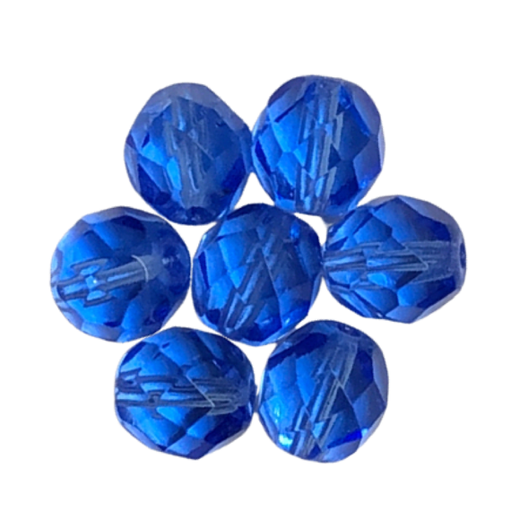 Medium Blue - Glass Fire Polished Beads, 8mm
