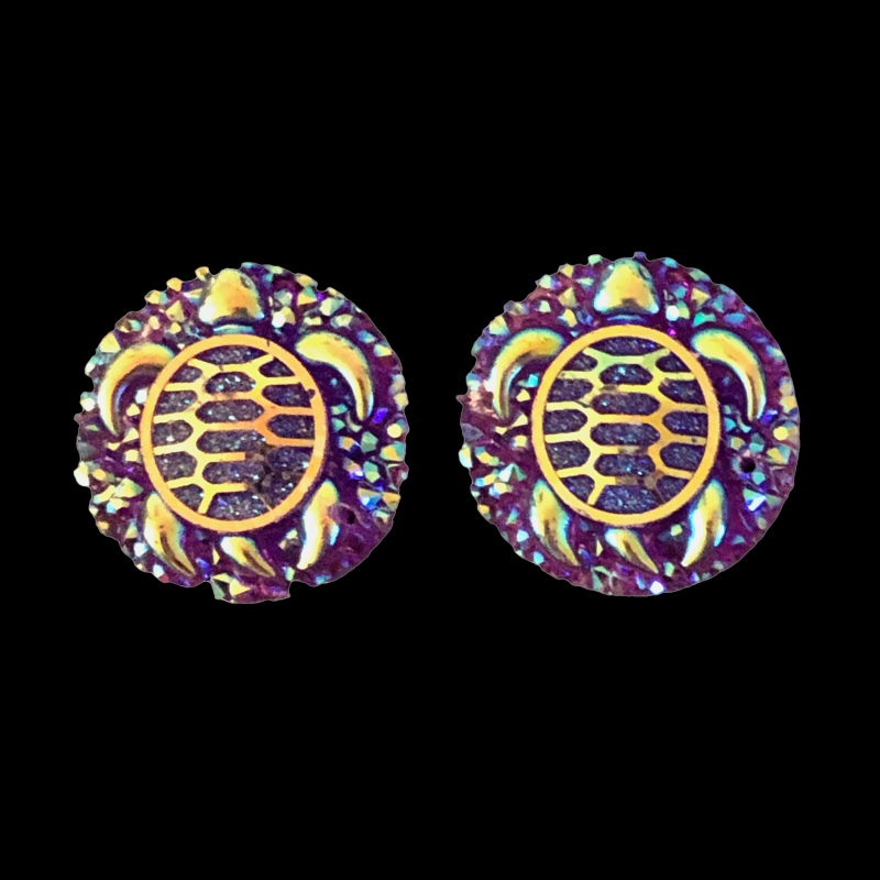 Purple Turtle Round Gems Powwow Fabrics and Designs