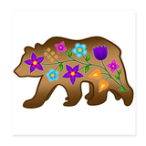 PFD Floral Bear Poster 8x8" - white