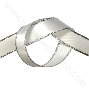 White/Silver - 3/8" Metallic Ribbon