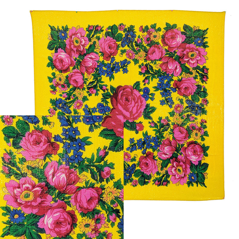 Yellow Metallic Floral Scarves – Powwow Fabrics and Designs