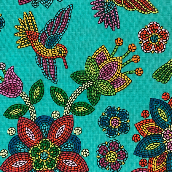 Native Print - Beaded Floral Hummingbird (Display)