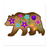 PFD/Bizaanide'ewin Floral Bear Poster (8" x 8") - white