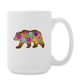 PFD/Bizaanide'ewin Floral Bear Coffee/Tea Mug 15 oz - white