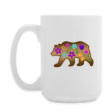 PFD/Bizaanide'ewin Floral Bear Coffee/Tea Mug 15 oz - white