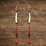 Dentalia Earrings #34 - "Paint the Town Red"