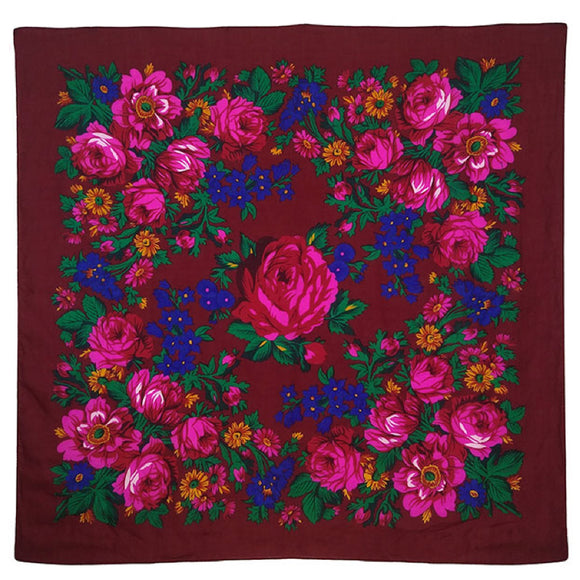 Burgundy - Floral Scarves XL
