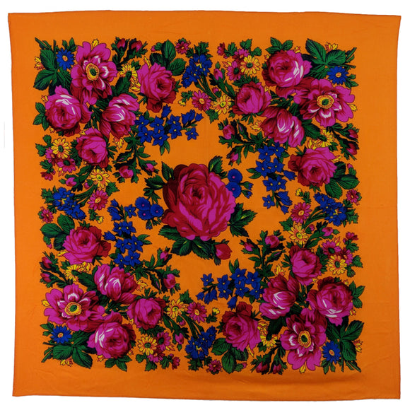Orange - Floral Scarves XL