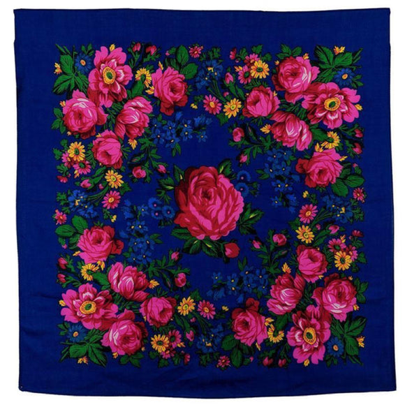 Royal Blue - Floral Scarves XL
