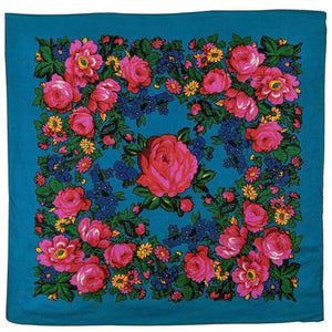 Turquoise - Floral Scarves XL