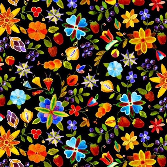 Black #42: Woodland Large - Cotton Calico