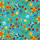 Turquoise #6: Woodland Large - Cotton Calico