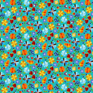 Turquoise #7: Woodland Small - Cotton Calico