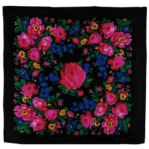Black - Floral Scarves