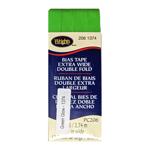 Green Glow - Bias Tape Double Fold Extra Wide