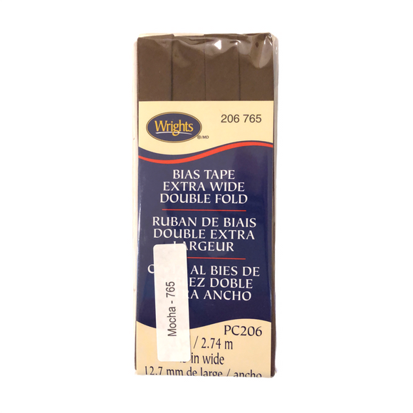 Mocha - Bias Tape Double Fold Extra Wide