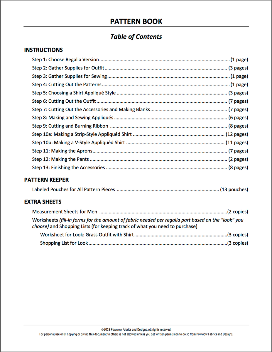 Mens Grass Dance Outfit Pattern Book – Powwow Fabrics and Designs