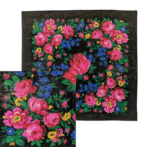 Black - Metallic Floral Scarves