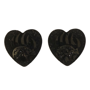 Black Bear In Paw Heart - Gems