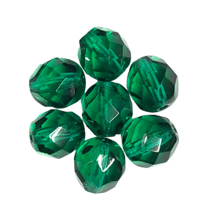Dark Emerald - Glass Fire Polished Beads, 8mm