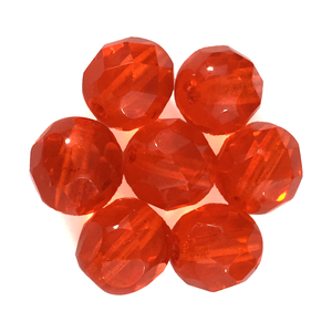 Dark Orange - Glass Fire Polished Beads, 8mm