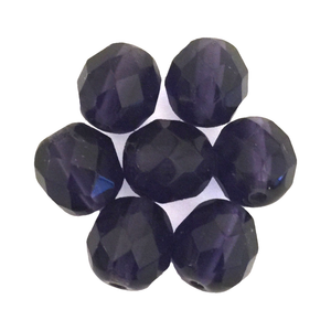 Dark Purple - Glass Fire Polished Beads, 8mm