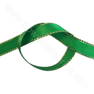 Emerald Green/Gold - 3/8" Metallic Ribbon