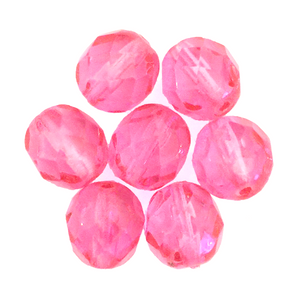 Hot Pink - Glass Fire Polished Beads, 8mm