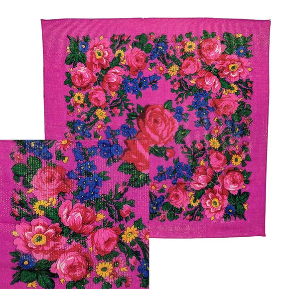 Fuchsia - Metallic Floral Scarves