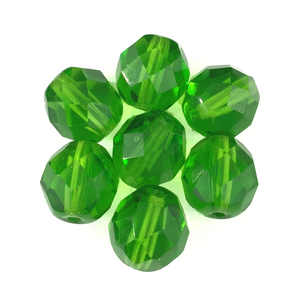 Green - Glass Fire Polished Beads, 8mm