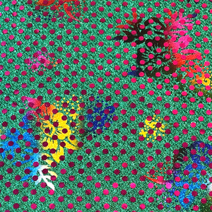 Green w/ Fuchsia - Floral Sparkle Dot