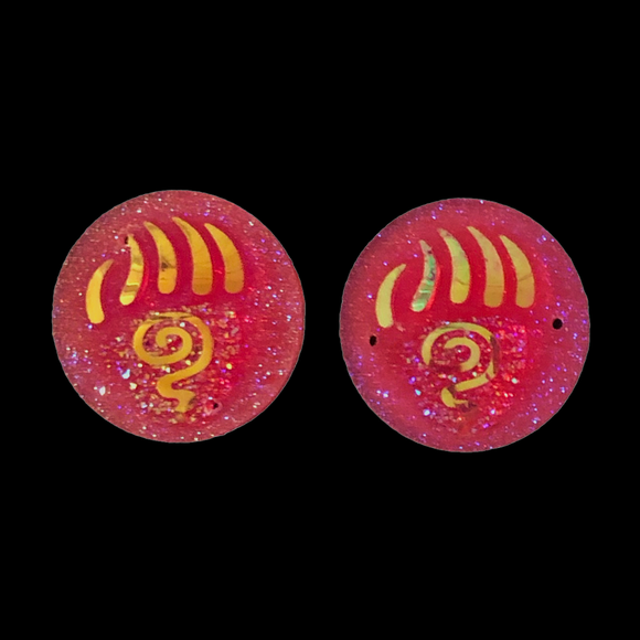 Hot Pink Bear Paw Swirl Round - Gems