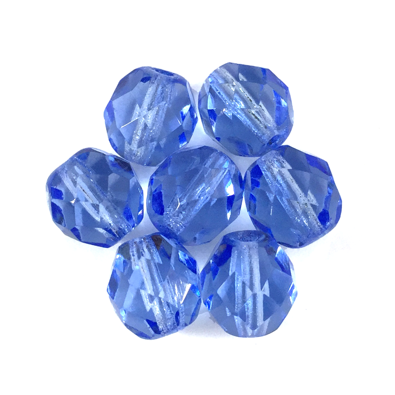 Blue - Glass Fire Polished Beads, 8mm