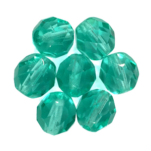 Teal - Glass Fire Polished Beads, 8mm