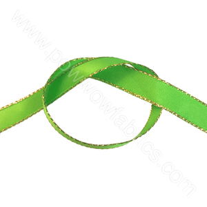 Lime Green/Gold - 3/8" Metallic Ribbon