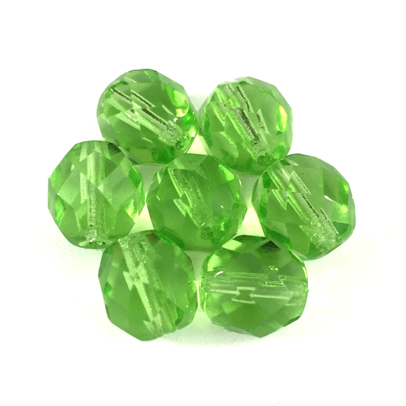 Lime Green - Glass Fire Polished Beads, 8mm