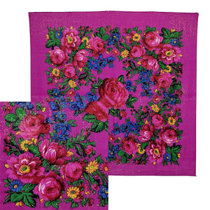 Magenta - Metallic Floral Scarves