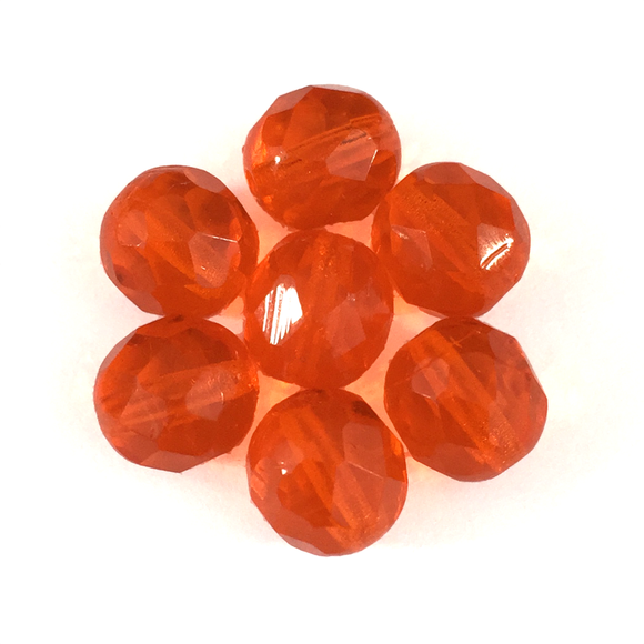 Orange - Glass Fire Polished Beads, 8mm