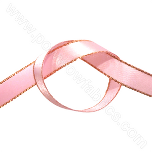 Pink/Gold - 3/8" Metallic Ribbon