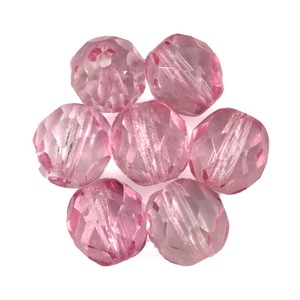 Pink - Glass Fire Polished Beads, 8mm