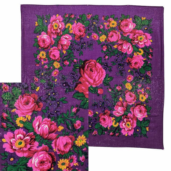 Purple - Metallic Floral Scarves