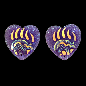 Purple Bear In Paw Heart - Gems