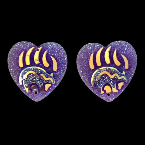 Purple Bear In Paw Heart - Gems