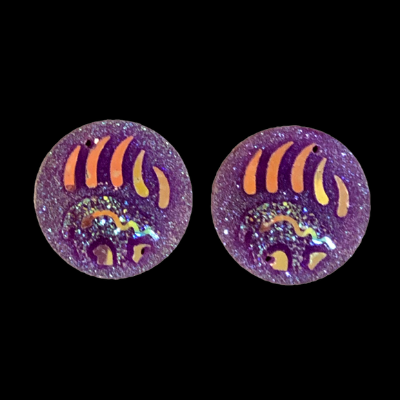 Purple Bear In Paw Round - Gems