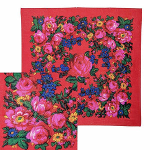 Red - Metallic Floral Scarves