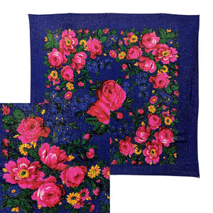 Royal Blue - Metallic Floral Scarves